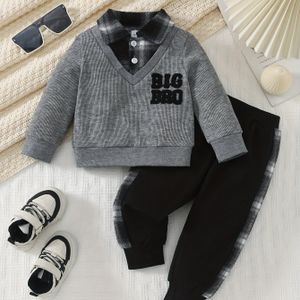 Newborn Baby Jongenskleding Set: 2-delige Joggingbroek en Casual Top Outfit, Ideaal voor Buiten