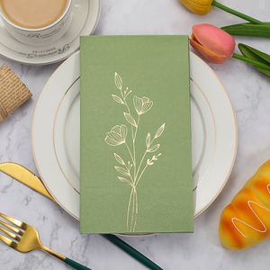 20 Stuks, 2025 Nieuwe Stijl 2-laags Sage Groen Gouden Folie Servetten, 13X15.75 Inch - Bruiloft Verjaardag Tuinfeest Decoratieve Servetten voor Restaurant, Keuken, Decor.