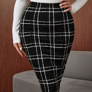 Elegante Tweedelige Bodycon Rok voor Vrouwen - Hoge Stretch, Machinewasbaar, Perfect voor Herfst/Winter
