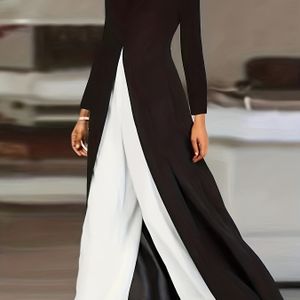 Modieuze Zwart-Wit Casual Outfit voor Dameskleding, Directionele Stijl.