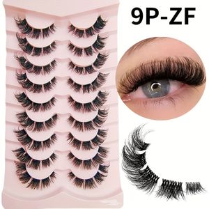 9 Paar Natuurlijke Transparante Band Kattenoog Cluster Wimpers Verlengingen Luchtige Natuurlijke Look Valse Wimpers Individuele Wimpers 3D Strips Wimperverlengingen DIY Wimpers