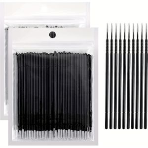 200 stuks precisie microborstels voor wimperextensions, geschikt voor het reinigen van wimpers, tandkloven en mascara aanbrengen, ideaal voor , tanden, wenkbrauwen en persoonlijke verzorging
