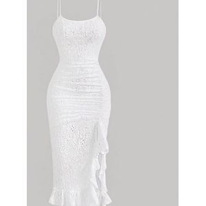 Gerimpelde holle jurk, casual rugloze spaghettibandjes slanke cami jurk voor lente en zomer, dameskleding bruiloft afstuderen verloving gelegenheid ceremonie feest vakantie verjaardag