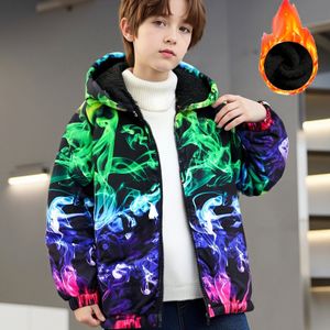 Jongens 130-170cm Herfst-Winter Fleece Gevoerde Warme Casual Ritsjas met Capuchon Lange Mouwen Regular Fit Buitenkleding
