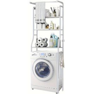 Bathroom Shelves With Towel Holder, Standing Shelf With 3 Hooks, 3-tier Steel Washing Machine Stand, Washing Machine Shelf, Metal Bathroom Shelf, Toilet Storage Shelf, Toilet Shelf, 161*66cm