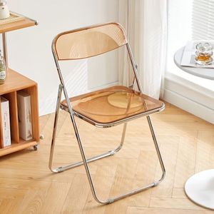 Chic Transparent Folding Chair With Metal Frame - Sleek, No-cushion Design For Dining, Office, Reception, & Photo Shoots | Modern Minimalist Style, Chair For Living Room