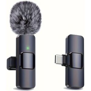 Yang Draadloze Revers Microfoon voor USB-C Telefoons | Plug-and-Play, Auto-Sync, Oplaadbare Lithium-Polymeer Batterij, Dubbele USB/Batterij Voeding