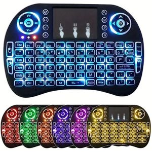 Mini draadloos toetsenbord met touchpad en 7-kleuren achtergrondverlichting, plug-and-play, super coole ontwerp, perfect voor -box, Smart TV, projector, PS3 en meer!