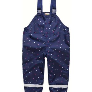 Meisjes Roze Marineblauwe Jumpsuit met Sterrenprint - Niet-Rekbare Casual Outfit met Verstelbare Bandjes, Speelkleding voor Strand, Camping, voor Buiten