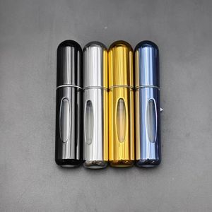 4-Pack Mini Parfum Atomizer Refillable Travel Spray Flessen, 0,16 oz Metalen Ronde Hand Wash Only Fragrance Pump Containers voor Reizen en Buiten Gebruik
