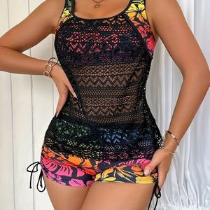 Kleurrijke Print Dames Mesh Tankini