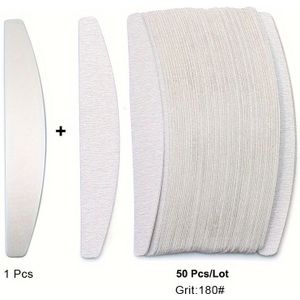 50 Stuks Vervangbare Schuurpapier Nagelpolijstvijlen Met Metalen Stalen Handgreep, Schuurstrip Schuurstrip, Dubbelzijdige Polijststrip Nagelvijlen, Manicure Pedicure Tool
