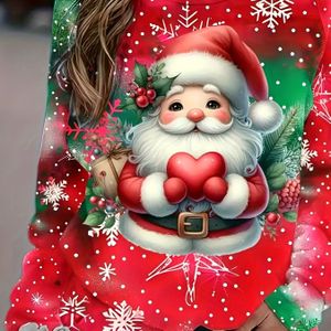 Plus Size, Nieuwe Europese en Amerikaanse Mode Elegante Kerst Plus Size Dames T-Shirt