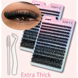 500/280 stuks Wimpercluster Set - 2 /1 Doos van 80D Natuurlijke Look D Curl Wimpers, Pluizig & Lichtgewicht, Herbruikbare Wimpers met Pincet & Borstel voor Dagelijkse tot Glam Make-up