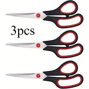 3-delige Set Roestvrijstalen Multifunctionele Scharen, 8.5 Inch Ultra Scherpe Scharen met Comfortabele Handvatten voor Huishouden, Kantoor en Knutselen