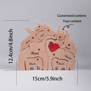 Custom Family-themed Wooden Elephant Puzzle - Home Decor For Desktop, Perfect Gift For Day, Father's Day, Valentine's, Thanksgiving, Christmas, Birthdays, Anniversaries, And Graduation