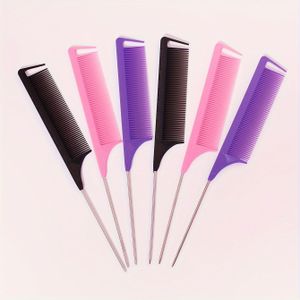 6-pack stalen naaldmuisstaartkam voor haarstyling, geschikt voor professionele salons en thuisgebruik