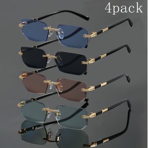 4 stuks Y2K Shopping Photography Selfie Vaderdag Moederdag Terug-naar-School Seizoen Afstudeer Trendy Frameless Multikleur Modebrillen Set voor Mannen en Vrouwen