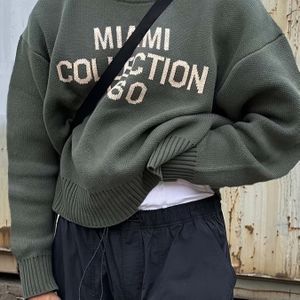 Heren Retro Engelse Letter Print Gebreide Pullovertrui - Klassieke Ronde Hals, Ontspannen Pasvorm Met Grafisch Ontwerp, Perfect Voor Casual Stijl