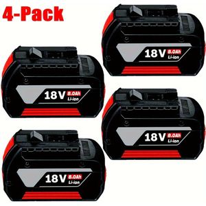 4 Packs 18v 8000mah Lithium Battery Replacement For Bosch 18v Battery Bat609 Bat609g Bat610g Bat611 Bat612 Bat618 Bat618g Bat619 Bat619g Bat622 Bat620 Cordless Power Tool Battery