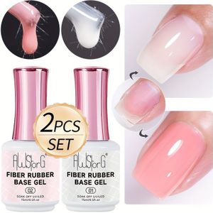 AWStorG 2 stuks 15ml Jelly Nude Fiber Rubber voor gebroken nagel gerepareerd glasvezel helder snel gel Soak Off Gel
