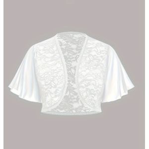 Plus Size, Europese en Amerikaanse Mode Dames Lente-Zomer Nieuwigheid Chiffon Vlindermouw Contrasterende Kant Bolero Schoudertop Oversized Cardigan