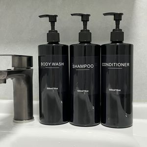 3-piece Refillable Pump Dispenser Set For Bathroom Shampoo And Conditioner - Leakproof, Waterproof Label Included, Plastic, Unscented, Material
