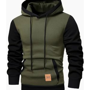 Casual Hoodie met Kleurblokken, 100% Polyester Gebreide Stof, Lange Mouwen, Strakke Pasvorm, met Trekkoord Kap, voor Herfst/Winter Actieve Pullover
