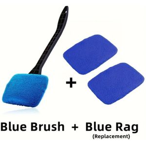 1 Handvat + 3 Vervangende Doeken Multifunctionele Auto Borstel Ruitenreiniger Auto Ontdooier Voorruit Ontdooier Badkamer Spiegel Ruiten Reinigingsborstel Set