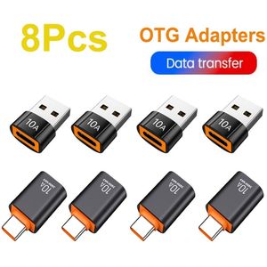 8pcs Usb To Type C Adapter Fast Charging Connector Type C Male To Usb Female Converter Otg For Iphone 15 Laptop For Xiaomi Usb-c Otg Adapter