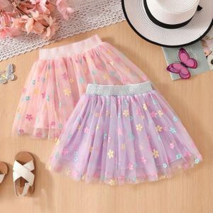 Pack van Twee Meisjes Midi Rokken met Zonnebloemprint, Western Stijl Pofmouw Jurk voor Alle Seizoenen, Schattige Prinsessen Tule Feestrokken