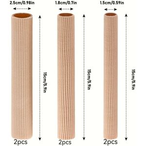 6 stuks Zachte Gel Teenkussentjes voor Vrouwen - Ademende Gel-Gevulde Ondersteuning tegen Blaren en Eelt, Schokabsorptie Tegen Compressie, Lichtbeige Comfortabel, Alleen Handwas