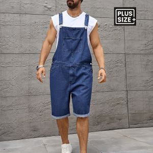 Plus Size Denim Tuinbroek Shorts voor Heren - Verstelbare Bandjes, Pasvorm met Zakken, Machinewasbare Casual Zomer shorts voor Mannen, PLUS SIZE