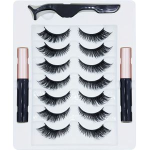 Magnetische wimpers herbruikbare magnetische wimpers 7 paar vos wimpers kat oog wimpers verlengende uiteinde wimperset bevat pinset en vloeibare eyeliner