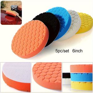 Polijstpads 6 inch, Auto Polijstspons Pads en Gebreide Snijpolijstpad Kit Geschikt voor 6/7/5/3 inch 150/177/125/76.2 mm Achterplaat, Autopolijsten en Waxen