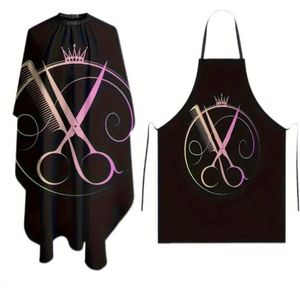 2-delige set kappersschort, speciaal schort voor kappers, professionele haarstylingtool, , eenvoudig schoon te maken en geen haren achterlatend
