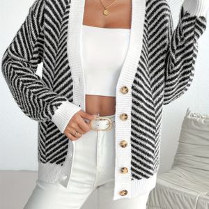 Dames Winterblouse - Zebra Kraag, V-Hals met Knoopsluiting