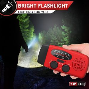 Handmatige Noodradio met LED Zaklamp voor Noodgevallen, AM/FM NOAA Draagbare Weerradio, USB Opladen & Zonne-energie voor Kamperen en Noodsituaties