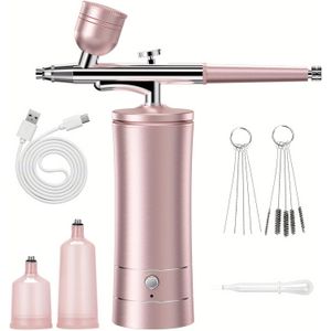 Airbrush Kit met Compressor Hoge Druk, Niet-verstoppende Airbrush Set Draadloos Oplaadbaar met 0.3mm Mondstuk en Reinigingsborstel voor Nail Art, Make-up, Schilderen en Taartdecoratie