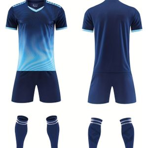 Voetbaltenueset voor heren, sportief, sneldrogend, comfortabel T-shirt en shorts, inclusief bijpassende sokken, atletische trainingskit