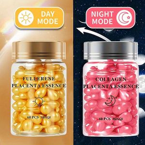 2-Pack 120 Capsules Dag & Nacht Fulene Tissue Essence + Collageen Capsule Set, Verhelderende Huidverzorging voor en Steviger Licht Beige