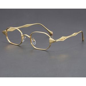 2D Plat, Luxe Metalen Brillen voor Dames & Heren - Oversized Rechthoekig Ronde Rand Montuur, Niet-Decoratieve Spiegelbrillen met Heldere Lenzen, Elegant Goudkleurig Montuur voor Feesten