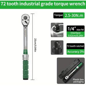 Hoogprecisie Koppelmoersleutelset 2.5-30N.m tot 10-.m, Verstelbaar 1/4", 3/8", 1/2" Vierkante Kop - Professionele Auto- & Fietsreparatiegereedschappen