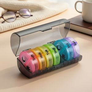 Sukuos Wekelijkse Pillendoos | 2 Keer Per Dag, 7-Dagen Gemakkelijk te Openen Dubbele Bescherming Plastic Pillenbox voor Medicijnen, , Visolie, Supplementen