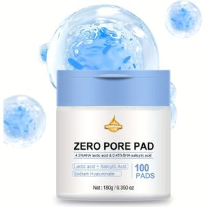 Reinigingspad, Pad, dubbeltextuur gezichtstoner met 4.5% AHA melkzuur en 0.45% BHA salicylzuur voor alle lichte beige types. 100 stuks