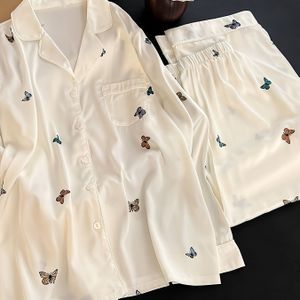 Dames Ice Silky Fiber Stof Premium Lichtgewicht Tweedelige Loungewear Set