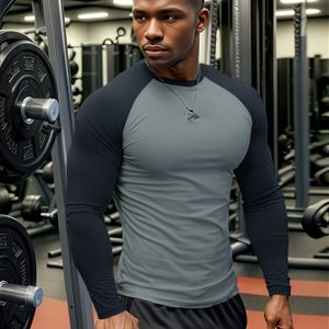 Men's Long Sleeve Raglan Sleeve T-shirt, Soft And High-elastic For Sports