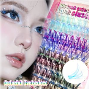 96 3D kleurrijke nep-wimpers, pluizig en extra dik D-, meerdere lengtes 13-18mm, herbruikbare wimperextensies voor cosplay, kat-, beginner-vriendelijk, perfect voor kerst- en feestmake-up