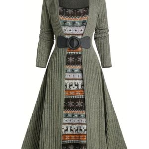 Gebreide jurk met lange mouwen voor herfst- en winterse pendelreizen