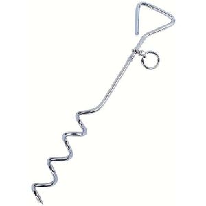 Stainless Leash Stake With Spiral Design - Anchor For Grass Surfaces, Secure Tethering For Dogs